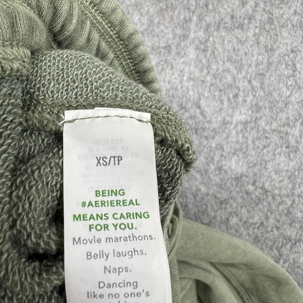 Aerie Pants Womens XS Green Jogger French Terry Elastic Lounge Sweatpants Ribbed - Picture 5 of 16